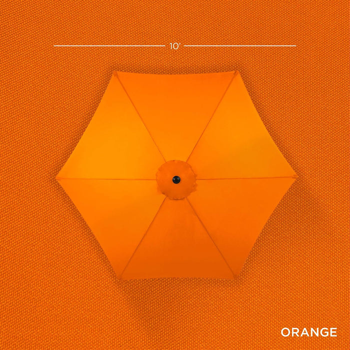 10Ft Outdoor Patio Umbrella, Outdoor Table Umbrella, Yard Umbrella, Market Umbrella with 6 Sturdy Ribs, Push Button, Tilt and Crank - Orange
