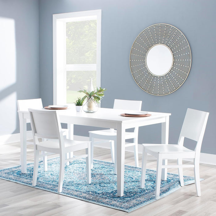 Elegant White Sixty Inch Contemporary Dining Table
