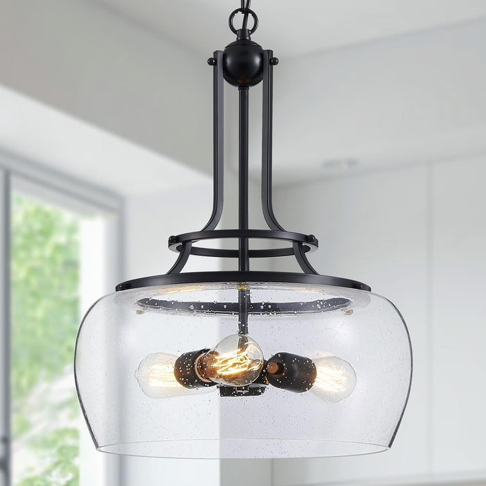 Black Rustic Farmhouse Pendant Light 20.9x15.9 Inches