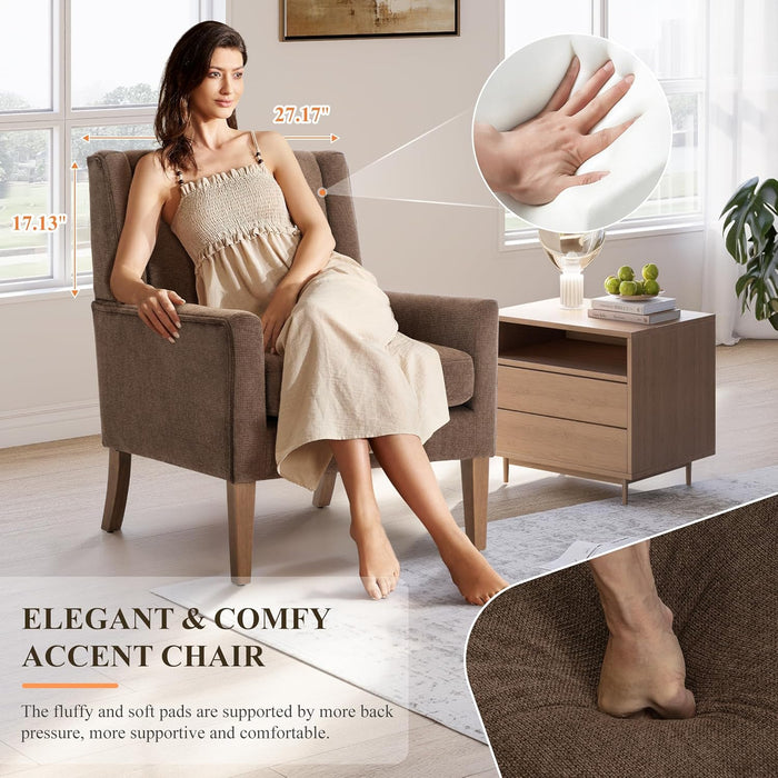 Accent Chairs for Living Room, Mid-Century Wooden Fabric Living Room Chairs, Arm Chair, Side Chairs for Living Room, Bedroom, Reading Nook