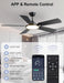 Ceiling Fans with Lights, 52 Inch Ceiling Fan with Light and Remote/App Control, 3CCT, Quiet DC Reversible, Dimmable, Modern Ceiling Fan for Bedroom, Living Room, Kitchen, Indoor/Outdoor Use