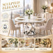 47.24" round Faux Marble Dining Table for 6 W/Stainless Steel Leg