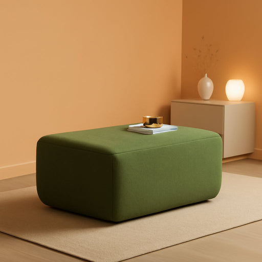 Large Ottoman Coffee Table for Couch,Oversized Rectangular Ottoman Bench Seat,Modern Plush Corduroy Upholstered Foot Rest for Living Room Bedroom Bedside,Cloud Green