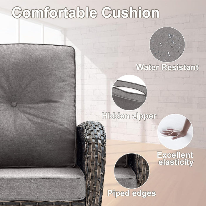 Patio Wicker Chairs Swivel Rocker - Outdoor Swivel Rocking Chairs Set of 2 with Rattan Side Table, Patio Swivel Glider Chair 3 Piece Patio Furniture Sets for Patio Porch Pool Brown/Grey