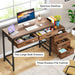 Computer Desk with 5 Drawers, Home Office Desks with Reversible Drawer Cabinet Printer Stand, Industrial PC Desk with Storage, Rustic Study Writing Table Workstation for Small Spaces