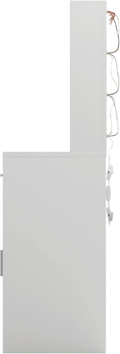 Lighted Makeup Vanity Desk, 35.4“W X 15.7'”D X 54“H, White (With Lights and Mirror, Dimming Function, 2 Drawers and 1 Cabiniet, Open Shelves) by Boahaus