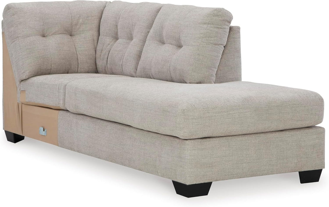 Beige Sleeper Sectional Featuring Chaise Memory Foam