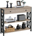 Console Table with Drawer, Entryway Table with 3 Tier Storage Shelves, Narrow Long Sofa Table for Entryway, Living Room, Hallway, Couch, Kitchen, Metal Frame, Gray
