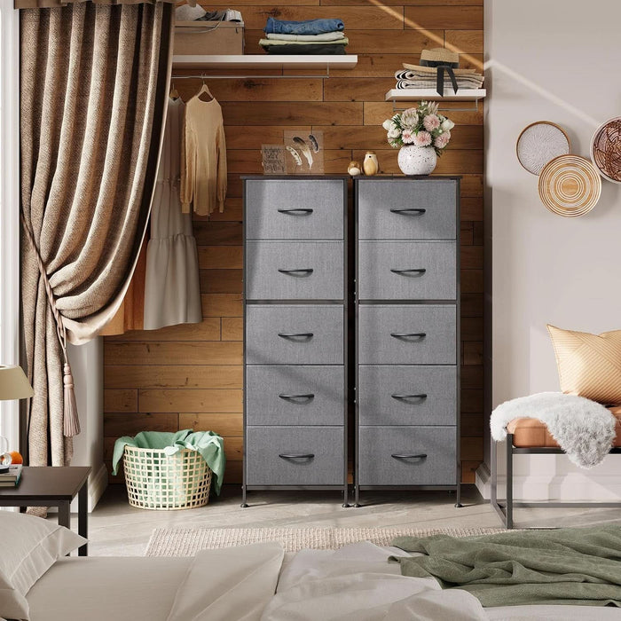 dark grey tall dresser Benjara Levi 5 Drawer Tall Dresser Chest, Dark Gray Solid Wood, Bedroom Storage