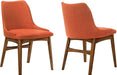 Azalea Orange Fabric and Walnut Wood Dining Side Chairs - Set of 2