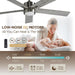 52 Inch Ceiling Fan Brushed Nickel Remote Controlled Dimmable Light Combo - Quiet Reversible - 5 Grey Blades