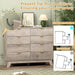 8 Drawer Fluted Dresser for Bedroom, Mid Century Modern Wooden Dresser with 8 Drawers, Dressers & Chests of Drawers with Metal Handle, TV Stand & Storage Organizer for Entryway, Hallway, Grey