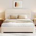 Queen Upholstered Bed Frame, Beige Cloud Boucle Bed with Headboard