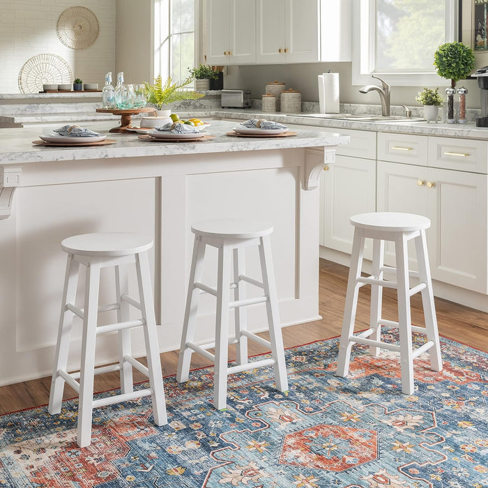 Zeke White 24" Counter Stool with round Seat
