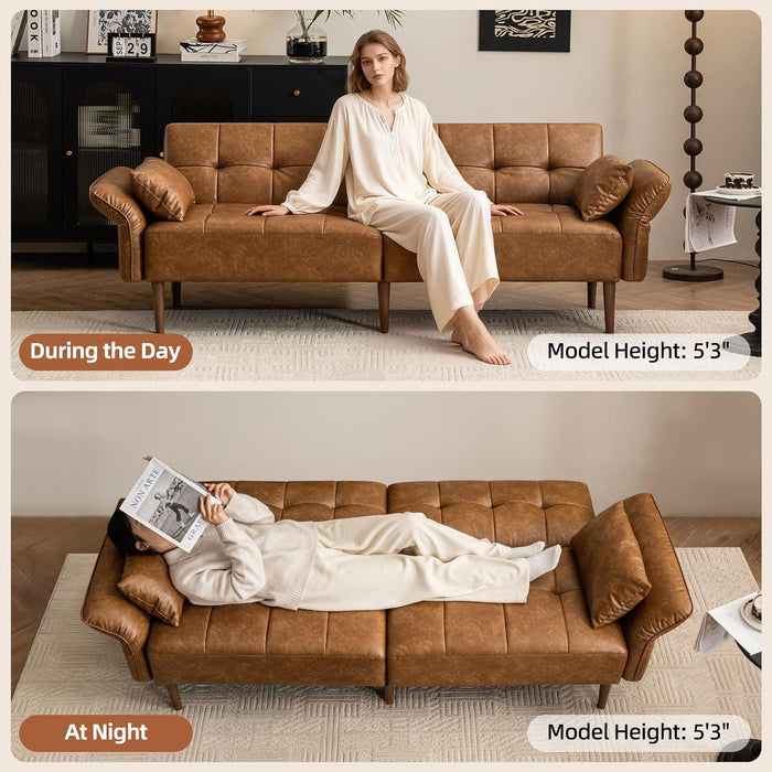 EightyFiveInch UltraConvertibleArmrests Futon Sofa Bed