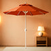 12-Year-Non-Fading, 9Ft Premium Sunbrella Patio Umbrella, Hand-Crank, Button-Tilt, White Frame, Tuscan Fabric