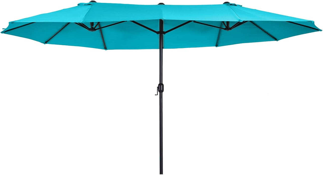 Extra Large 15 Ft Patio Umbrella, Double-Sided Wide Outdoor Umbrella with Crank Handle and Air Vents for Backyard, Deck, Pool, Market, Cream White