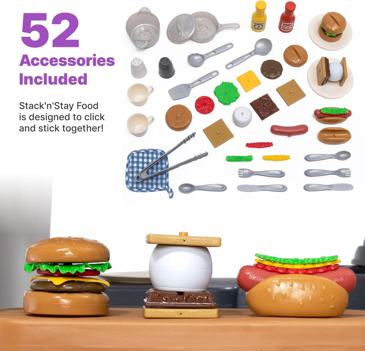 Adventure Camper Kids Playhouse, Indoor/Outdoor Playset with Kitchenette, Interactive Doorbell Sounds, 52-Piece Toy Accessories, Durable Plastic, for Toddlers 2+ Years