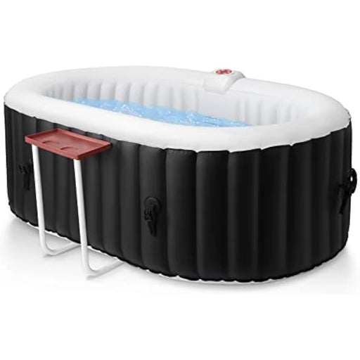 Hot Tub Inflatable Portable Oval Hot Tub Spa 2 Person Hot Tub with 90 Bubble Jets, Cover, Filter Cartridges, Pump, Black