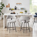 Counter Height Bar Stools with Full Back – Swivel Counter Stools Set of 2 with Linen Padded Back, Metal Footrest, Modern Barstools for Kitchen Counter, Island, Dining Room, Grey 24 Inch