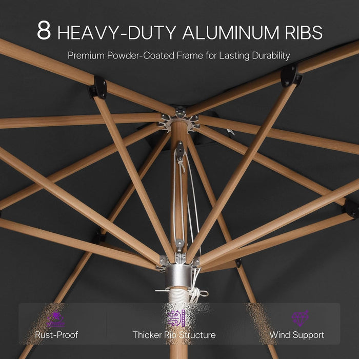 Market Umbrella 10 FT High-End UPF 45+ Rustproof Aluminum Grey