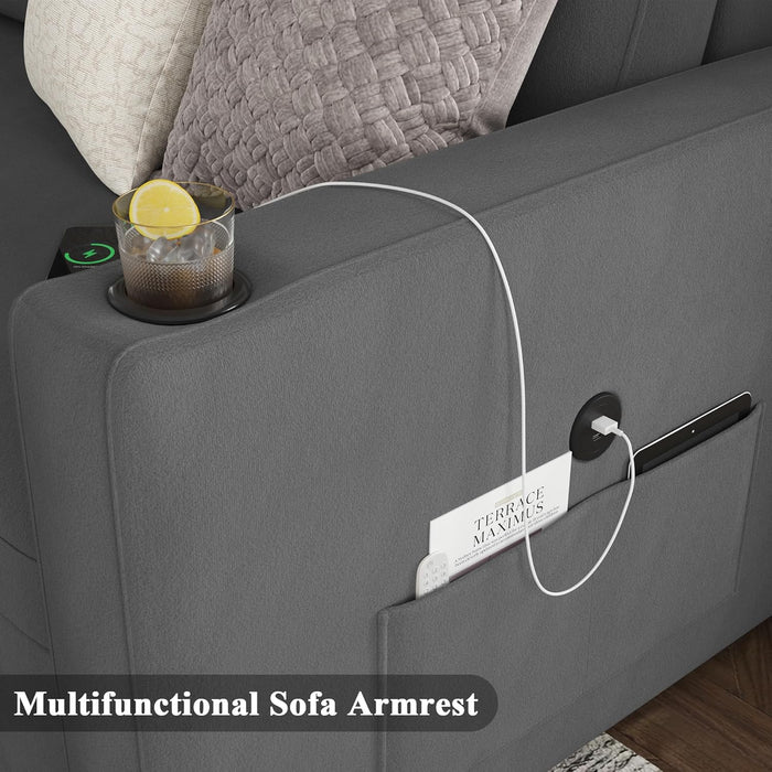 87Inch MultiFunctional Velvet Sleeper Sofa With Storage