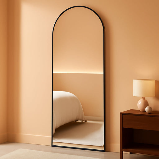 Full Length Mirror, 76"X34" Oversized Arched Mirror Large Standing Mirrors, Tall Mirrors Body Floor Mirror for Bedroom Living Room Aluminum Frame,Black
