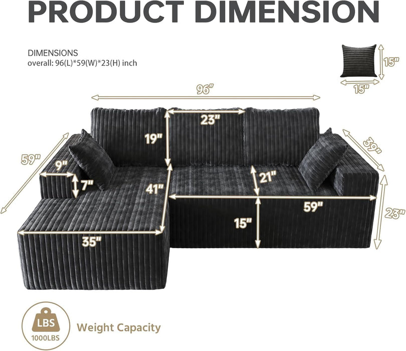 NinetySixInch Configurable Modular Sectional Sofa Memory Foam