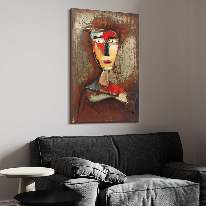 Homme III Mixed Media Iron Hand Painted Dimensional Wall Art, 48" X 32" X 2.2", Ready to Hang