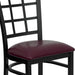 HERCULES Series Black Window Back Metal Restaurant Chair - Burgundy Vinyl Seat