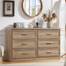 55.1" Wide Farmhouse 6 Drawers Dresser for Bedroom, Oak