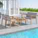 4 Pieces Outdoor Furniture Set, Acacia Wood Frame Sofa Set W/Rattan Seat & Back, Patio Conversation Set W/Coffee Table for Balcony, Poolside, Backyard (Mix Gray)