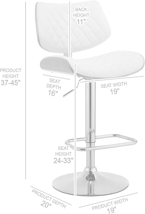 Leland Adjustable Grey Faux Leather and Black Finish Bar Stool