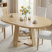 Dining Table, 43"-59" Extendable round Table with Storage, Natural