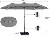 15Ft Double Sided Patio Umbrella with Solar Lights, Outdoor Large Umbrellas with Crank Handle and 36 LED Lights, Rectangular Market Umbrella with Base Included for Deck Pool Shade (With Base)