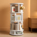 White Four Tier Rotating Bookshelf Tower Floorstanding