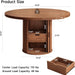 47 Inch round Dining Table for 4, Circle Kitchen Table with 2-Layer Storage Shelf and a Drawer, Modern Farmhouse Dinner Tables with Sliding Door and Wood Strip Base for Kitchen, Living Room (Walnut)