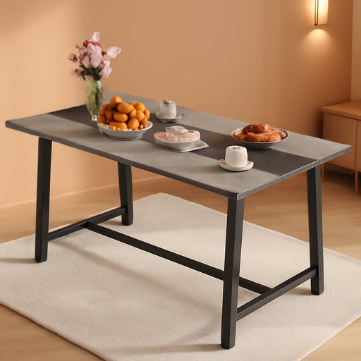 Industrial Dining Table for 8 People, 70.9" Long Rectangular Kitchen Table with Large Tabletop and Steel Legs for Dining Room, Distressed Gray