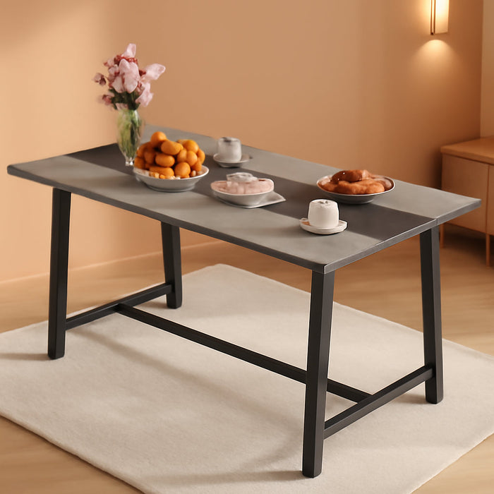 Industrial Dining Table for 8 People, 70.9" Long Rectangular Kitchen Table with Large Tabletop and Steel Legs for Dining Room, Distressed Gray