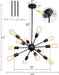 Sputnik Chandeliers Black, Modern 12-Light Farmhouse Pendant Light Mid Century Lighting Vintage Industrial Ceiling Hanging for Living Dining Room, Bedroom, Kitchen Island, Foyer