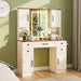 Brown Vanity Desk With BuiltInLED Lighting Mirror