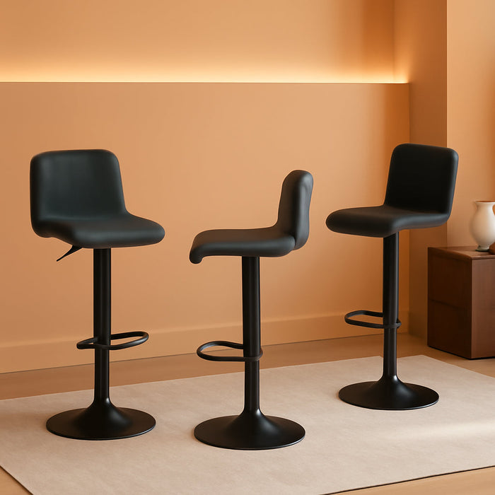 Bar Stools Set of 3, Swivel Counter Height Barstools with Back, Adjustable Height 24" to 32", Faux Leather Bar Chairs for Kitchen Island (Deep Teal, Set of 3 (24'' to 32''))