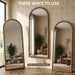 71" X 28" Arched Full Length Mirror, Antique Beaded Frame Floor Standing or Wall Mounted Mirror with Stand for Bedroom, Entryway, Bronze, Luxury Style