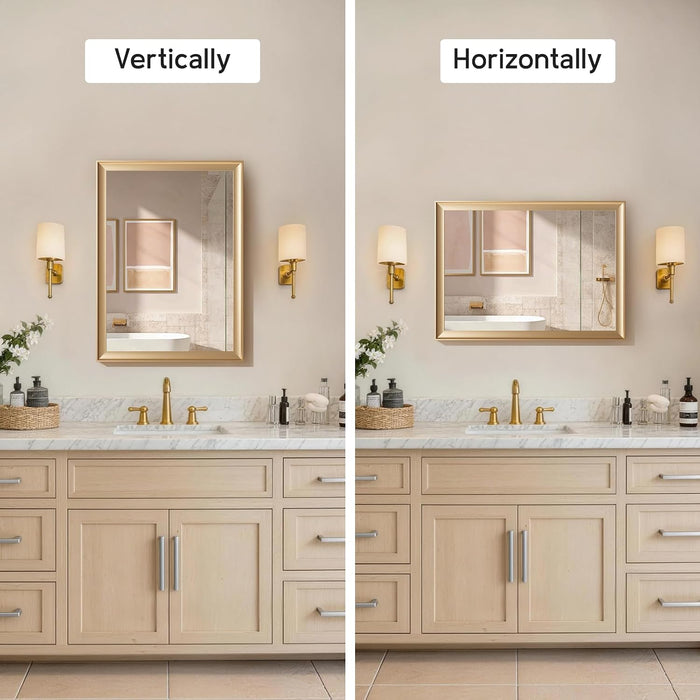 2 Pack Brushed Gold Bathroom Mirrors for over Sink, 22X30 Inch