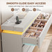 9 Drawer Dresser with LED Lights and Charging Station, Modern White Dresser