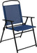 6 Piece Navy Patio Garden Set with Table, Umbrella and 4 Folding Chairs