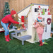 Playhouses, Modern Outdoor Wooden Playhouse with Picnic Table, Mailbox and Outdoor Grill ,Gift for Ages 3+