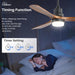 52 Inch Solid Wood Ceiling Fans with Lights, Low Profile Ceiling Fan with Light and Remote, 3 Downrod, Reversible DC Motor, Indoor/Outdoor 3 Blade Ceiling Fan Light for Bedroom Farmhouse Patio