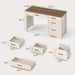 Farmhouse Executive Desk with Drawers, Home Office Desk with File Drawer, Wood Computer Desk with Ample Storage, Rustic Office Desk with Spacious Tabletop for Work, White