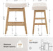 Bar Stools Set of 4, Barstools with Sturdy Wood Legs, Saddle Seat Counter Height Bar Stools for Kitchen Counter, Bar, Dining, 24 Inch Farmhouse Counter Stools, Beige Fabric